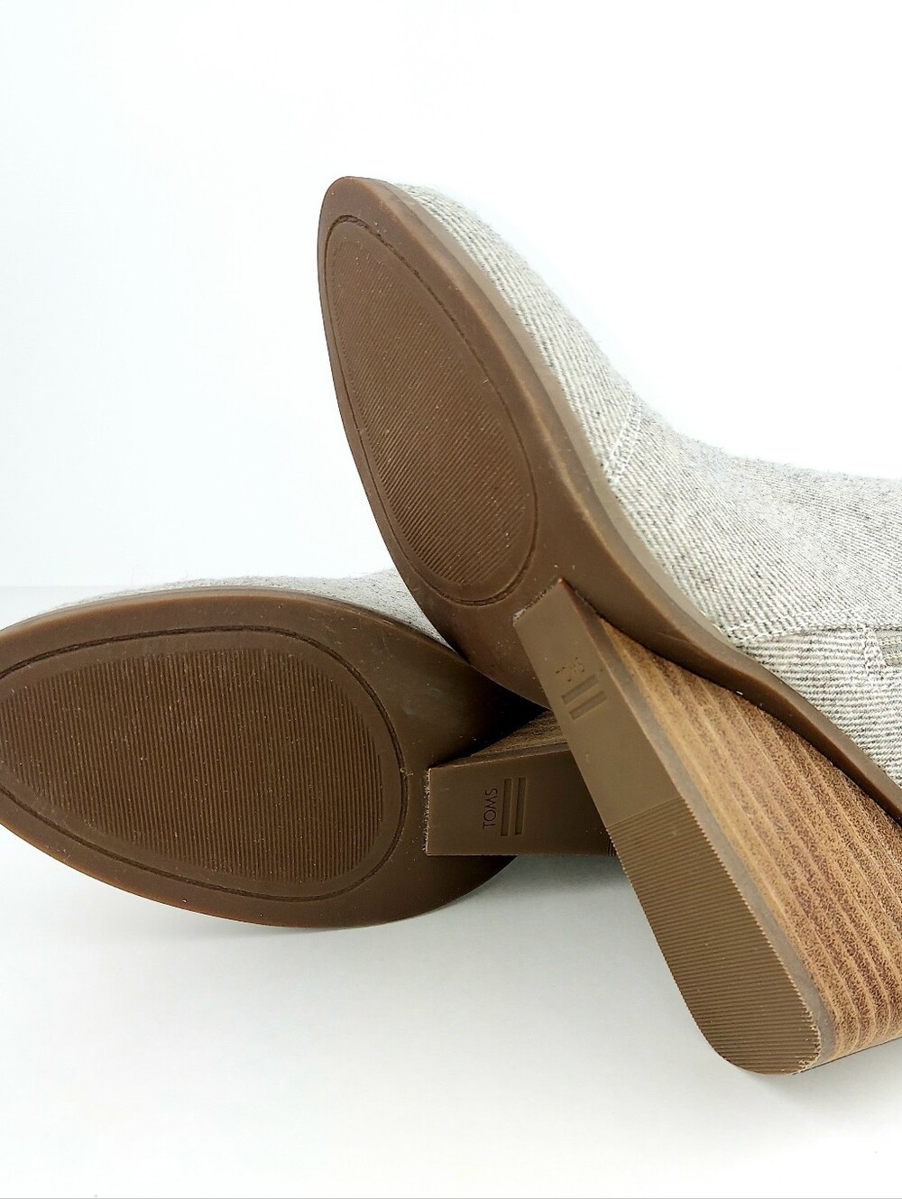Toms Goldie Wedge Bootie Natural Shimmer Twill 7.5 - Picture 11 of 14